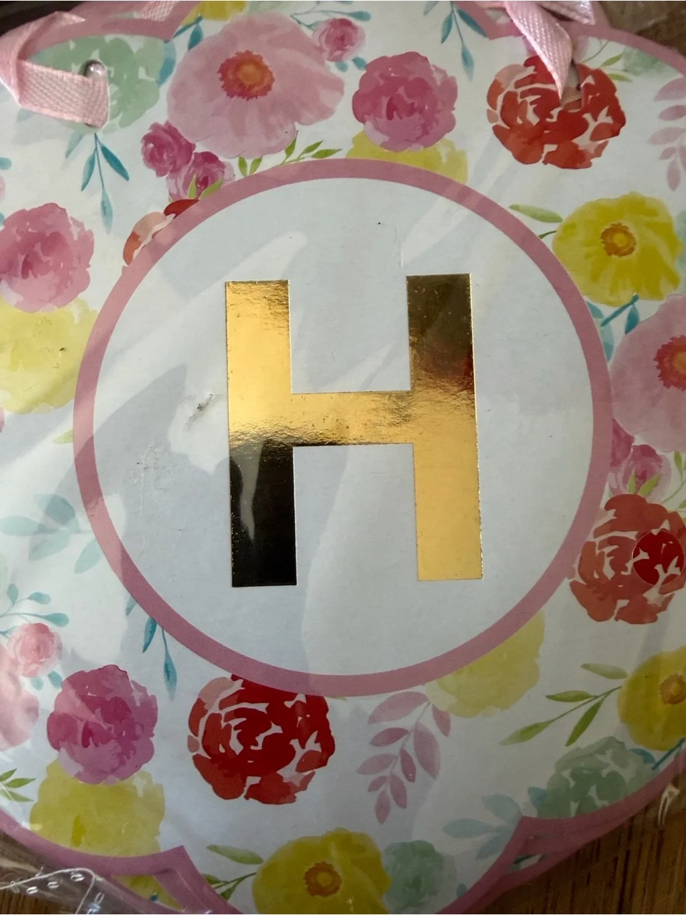Hobby Lobby Floral Pink Gold 'H' Birthday Banner